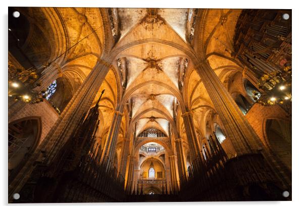 Interior of the Barcelona Cathedral Acrylic by Artur Bogacki