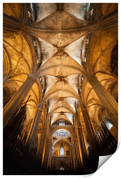 Barcelona Cathedral Gothic Interior Print by Artur Bogacki