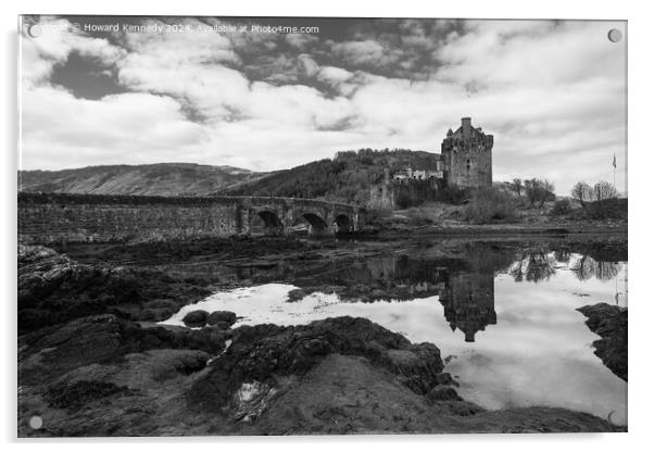 Eilean Donan Castle, Scotland monochrome Acrylic by Howard Kennedy