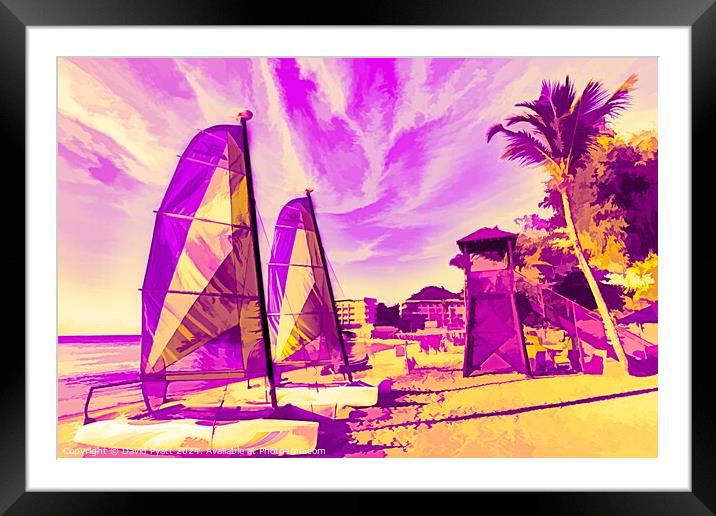 St Lucia Beach Pop Art Framed Mounted Print by David Pyatt
