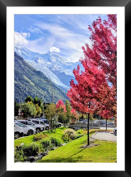 Autumn red trees and French Alps Framed Mounted Print by Robert Galvin-Oliphant