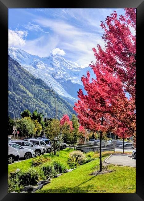 Autumn red trees and French Alps Framed Print by Robert Galvin-Oliphant
