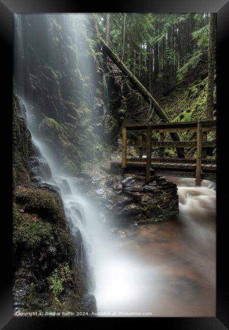 Sometimes Waterfall In The Rain Framed Print by Ronnie Reffin
