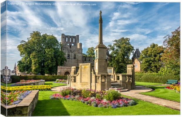 War Memorial and Kelso Abbey, Scottish Borders Canvas Print by Angus McComiskey