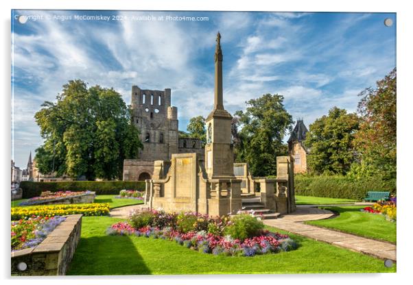 War Memorial and Kelso Abbey, Scottish Borders Acrylic by Angus McComiskey