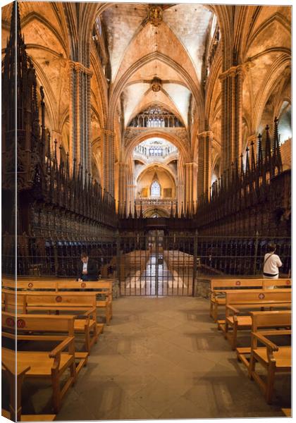 Barcelona Cathedral Interior In Spain Canvas Print by Artur Bogacki