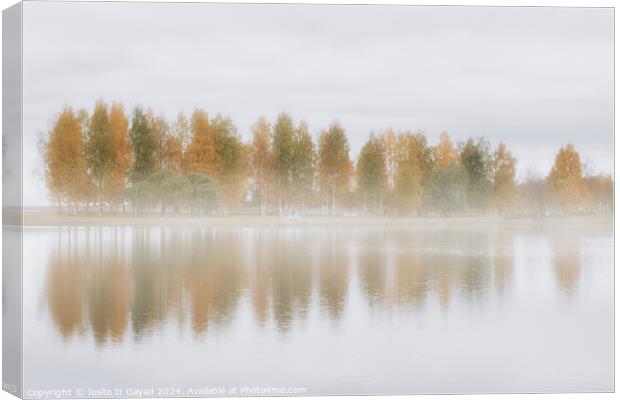 Autumn Reflections at Rovaniemi, Finland Canvas Print by Justo II Gayad