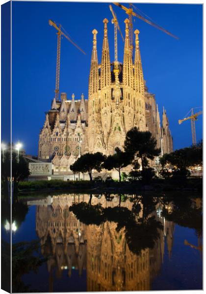 Sagrada Familia in Barcelona at Night Canvas Print by Artur Bogacki