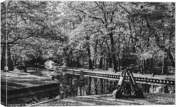 Basingstoke Canal in Surrey monochrome Canvas Print by Pearl Bucknall