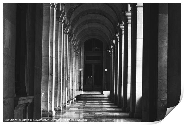 Corridor at the Louvre Museum Print by Justo II Gayad