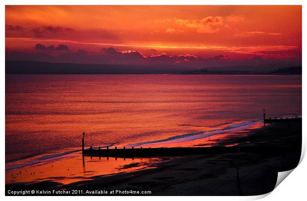 Sunset over Poole Bay Print by Kelvin Futcher 2D Photography