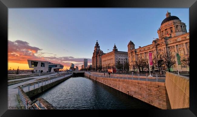 Liverpool Waterfront Sunset Framed Print by Michele Davis