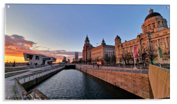 Liverpool Waterfront Sunset Acrylic by Michele Davis