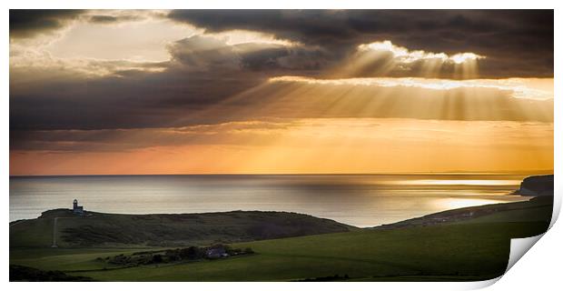 Beachy Head, Belle Tout Sunset Print by Phil Clements