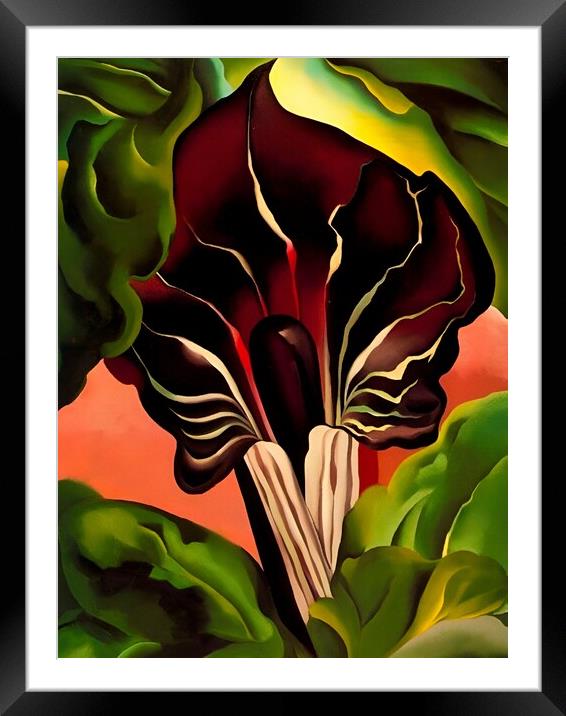 Georgia OKeeffe - Jack-in-the-Pulpit II Framed Mounted Print by Welliam Store