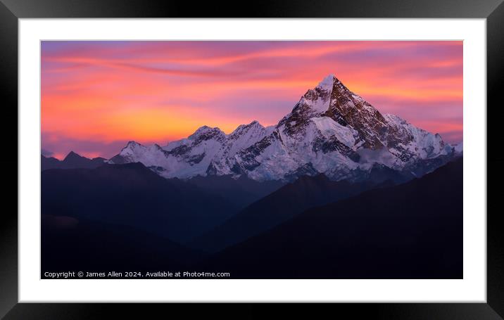 Mount Everest At Sunset  Framed Mounted Print by James Allen