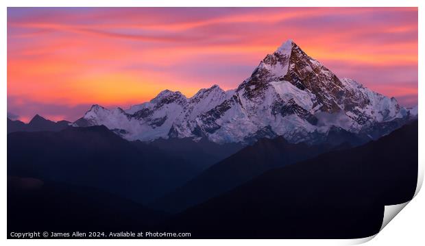 Mount Everest At Sunset  Print by James Allen