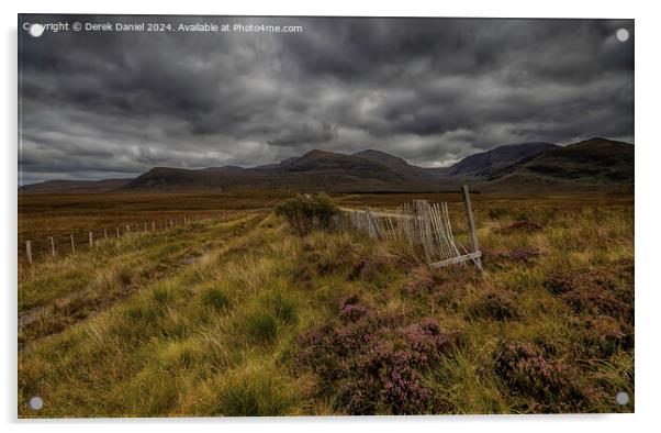 Snow Fence, Scottish Highlands Acrylic by Derek Daniel