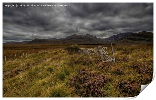Snow Fence, Scottish Highlands Print by Derek Daniel