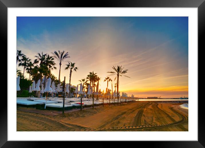 Marbella Beach Sunrise Framed Mounted Print by Alison Chambers