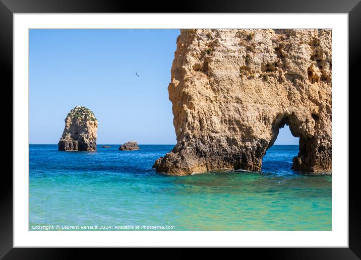 Balanced complementary symmetry of rocks at a heavenly beach nea Framed Mounted Print by Laurent Renault