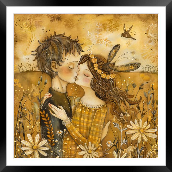 Golden Embrace  Framed Mounted Print by T2 