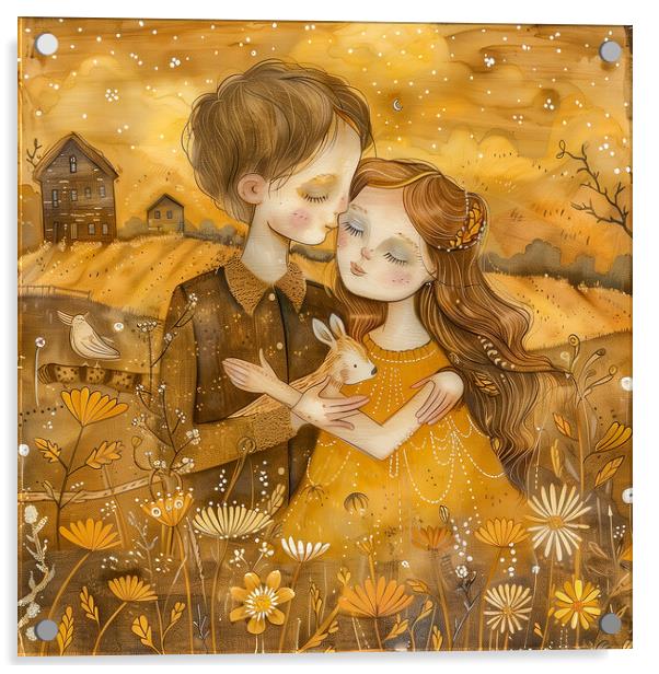 Golden Embrace  Acrylic by T2 