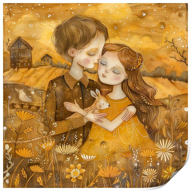 Golden Embrace  Print by T2 