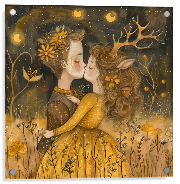 Golden Embrace  Acrylic by T2 