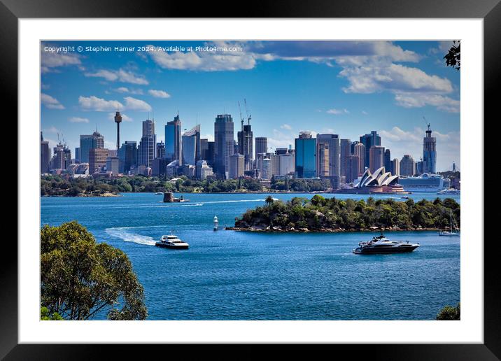 Sydney Skyline Framed Mounted Print by Stephen Hamer