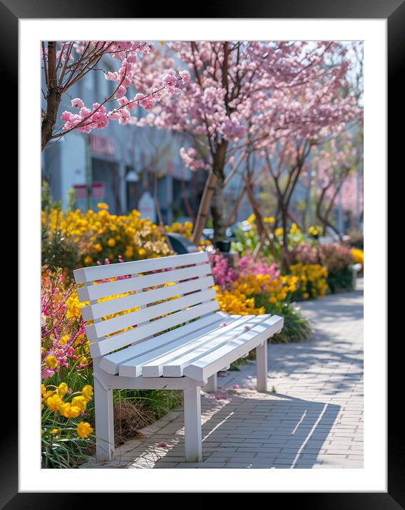 Cherry Blossom Clean Minimalism Framed Mounted Print by T2 