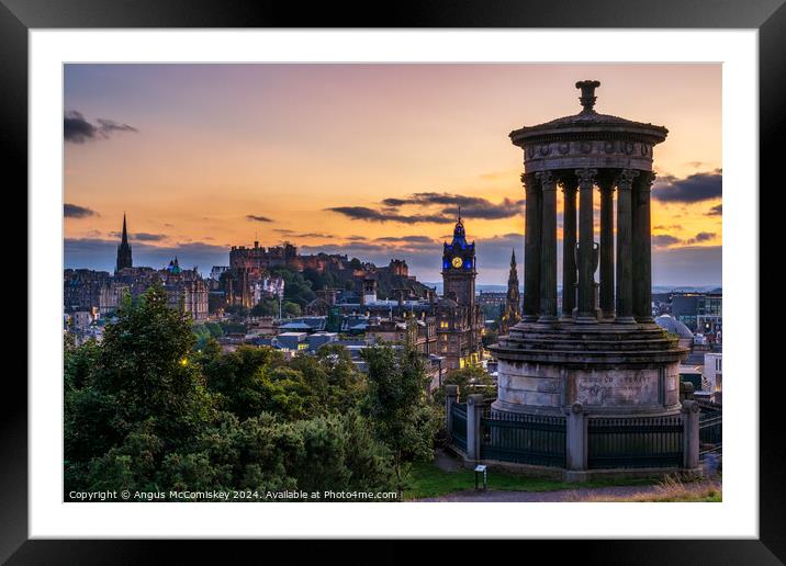 Edinburgh Castle and skyline from Calton Hill Framed Mounted Print by Angus McComiskey
