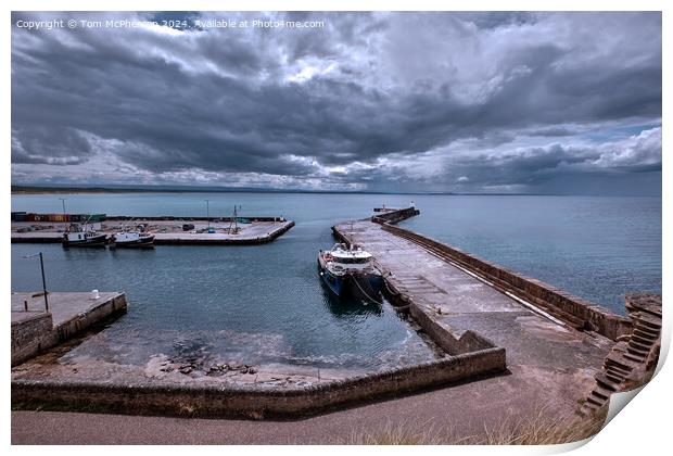 Busy Burghead Harbour Print by Tom McPherson