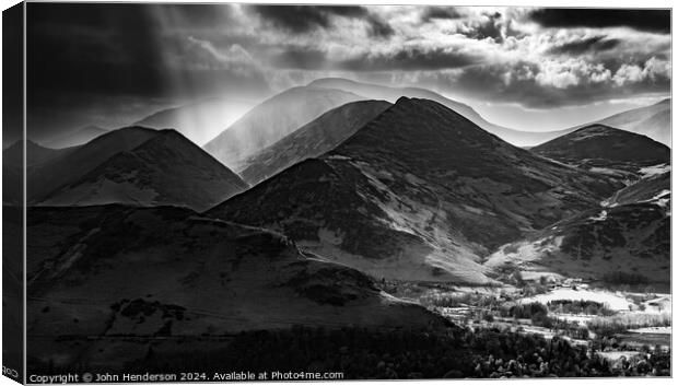 Lake District fell monochrome Canvas Print by John Henderson
