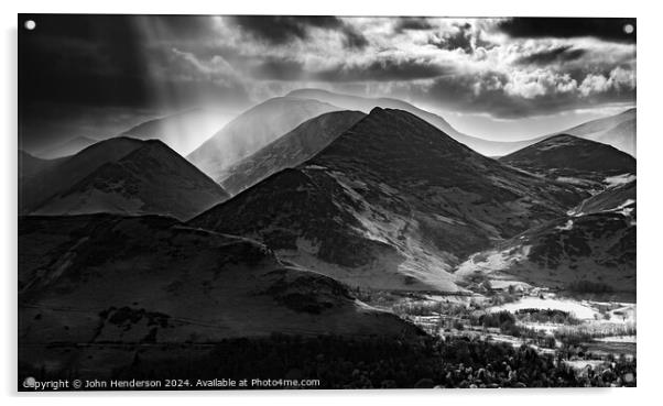 Lake District fell monochrome Acrylic by John Henderson
