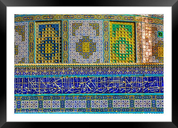 Dome of the Rock Islamic Mosaics Mosque Jerusalem Israel  Framed Mounted Print by William Perry