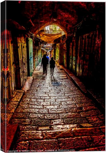 Old Stone Street Jewish Quarter Old City Canvas Print by William Perry