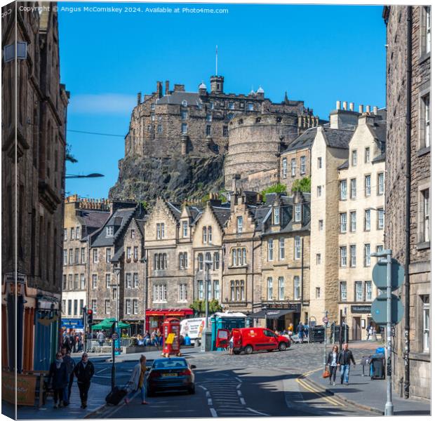 Edinburgh Castle and Grassmarket from Cowgate Canvas Print by Angus McComiskey