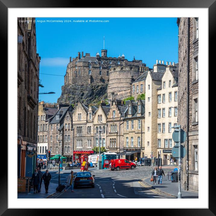 Edinburgh Castle and Grassmarket from Cowgate Framed Mounted Print by Angus McComiskey