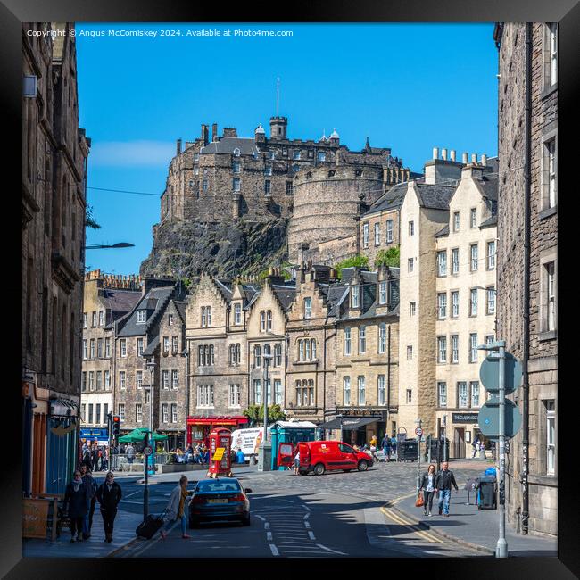 Edinburgh Castle and Grassmarket from Cowgate Framed Print by Angus McComiskey
