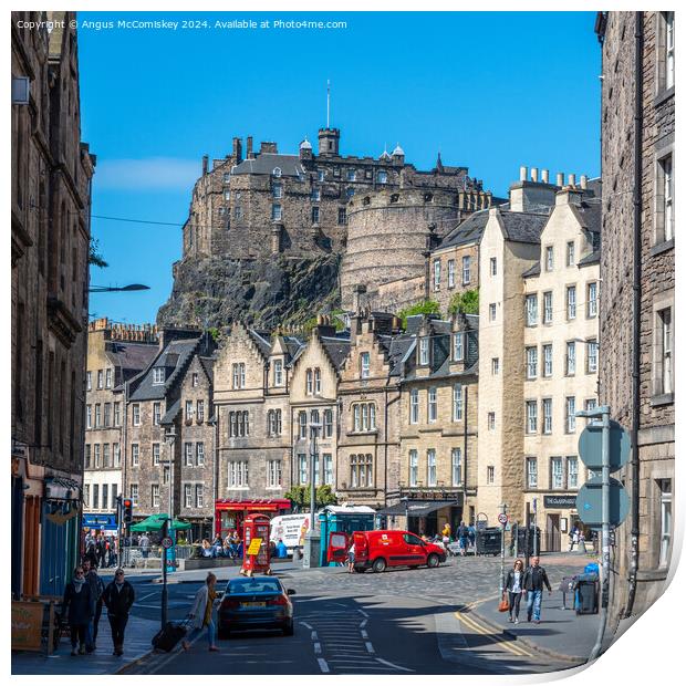 Edinburgh Castle and Grassmarket from Cowgate Print by Angus McComiskey