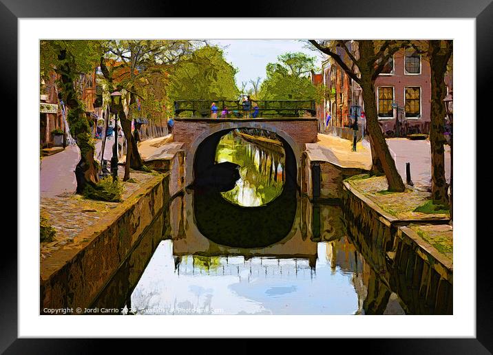 Bridge over the Edam canal - CR2305-9323-WAT Framed Mounted Print by Jordi Carrio