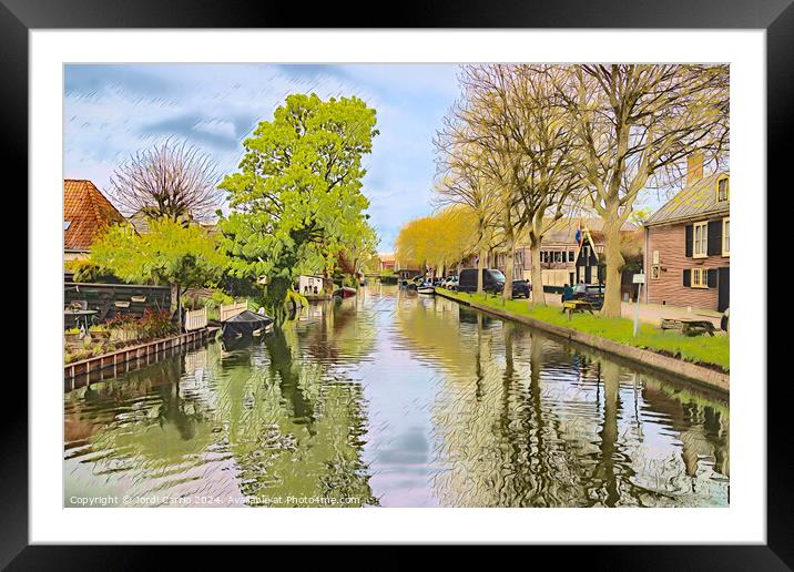 Edam Canal Watercolor - CR2305-9328-WAT1 Framed Mounted Print by Jordi Carrio