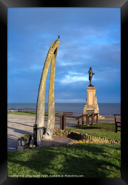The Captain Cook monument and whalebone arch. Framed Print by Chris North