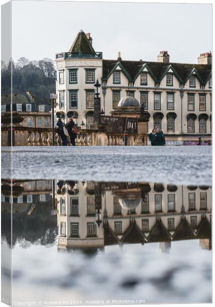 Photography of puddle reflection in cotswold city Bath, somerset, UK Canvas Print by Rowena Ko