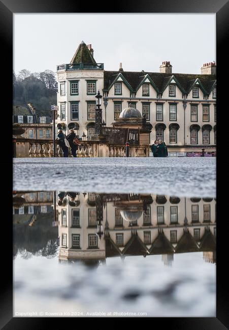 Photography of puddle reflection in cotswold city Bath, somerset, UK Framed Print by Rowena Ko