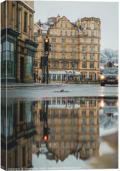 Photography of puddle reflection in cotswold city Bath, somerset, UK Canvas Print by Rowena Ko