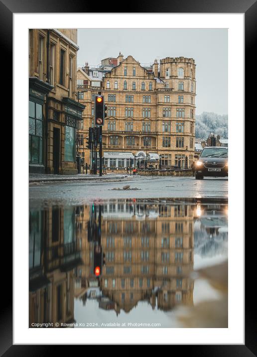 Photography of puddle reflection in cotswold city Bath, somerset, UK Framed Mounted Print by Rowena Ko