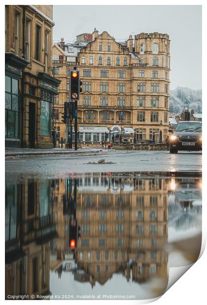 Photography of puddle reflection in cotswold city Bath, somerset, UK Print by Rowena Ko