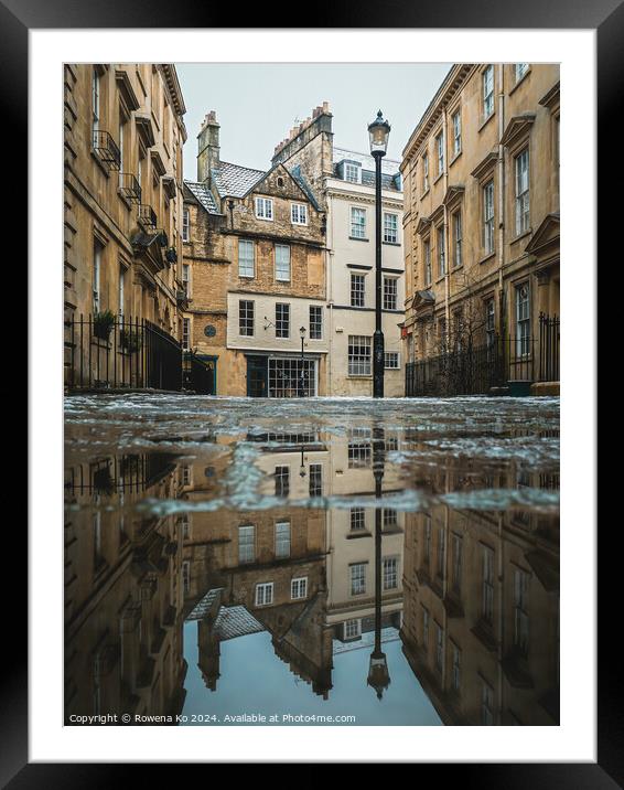 Photography of puddle reflection in cotswold city Bath, somerset, UK Framed Mounted Print by Rowena Ko